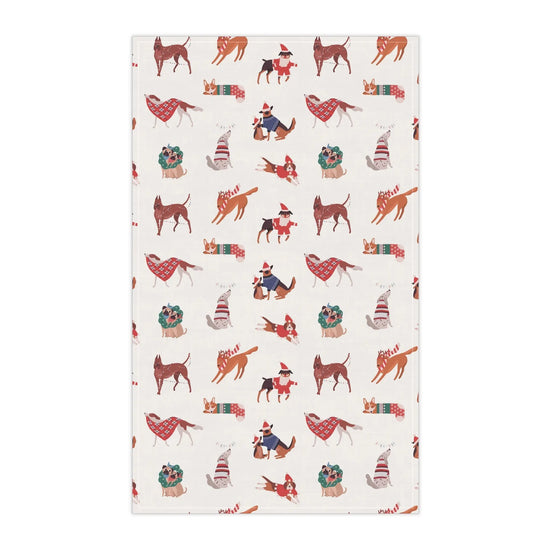 Holiday Kitchen Towel, Pet Lover Tea Towel, Room Decor, Cooking Towel, Xmas Gift - All Over Pattern Design The Aurora Touch