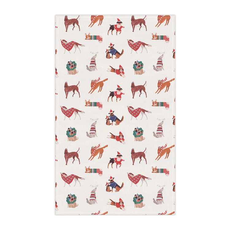 Holiday Kitchen Towel, Pet Lover Tea Towel, Room Decor, Cooking Towel, Xmas Gift - All Over Pattern Design The Aurora Touch