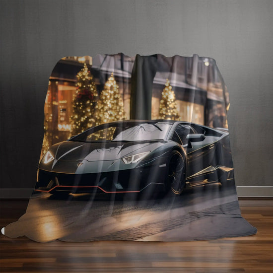 Velveteen Plush Blanket, Black Lamborghini warm soft fleece designer teen young college student dorm bedroom holiday bedspread blanket The Aurora Touch