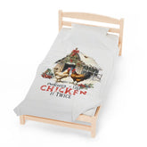 Velveteen Plush Blanket, Country style Xmas farm chicken design novelty holiday festive style couch bed travel fleece throw The Aurora Touch