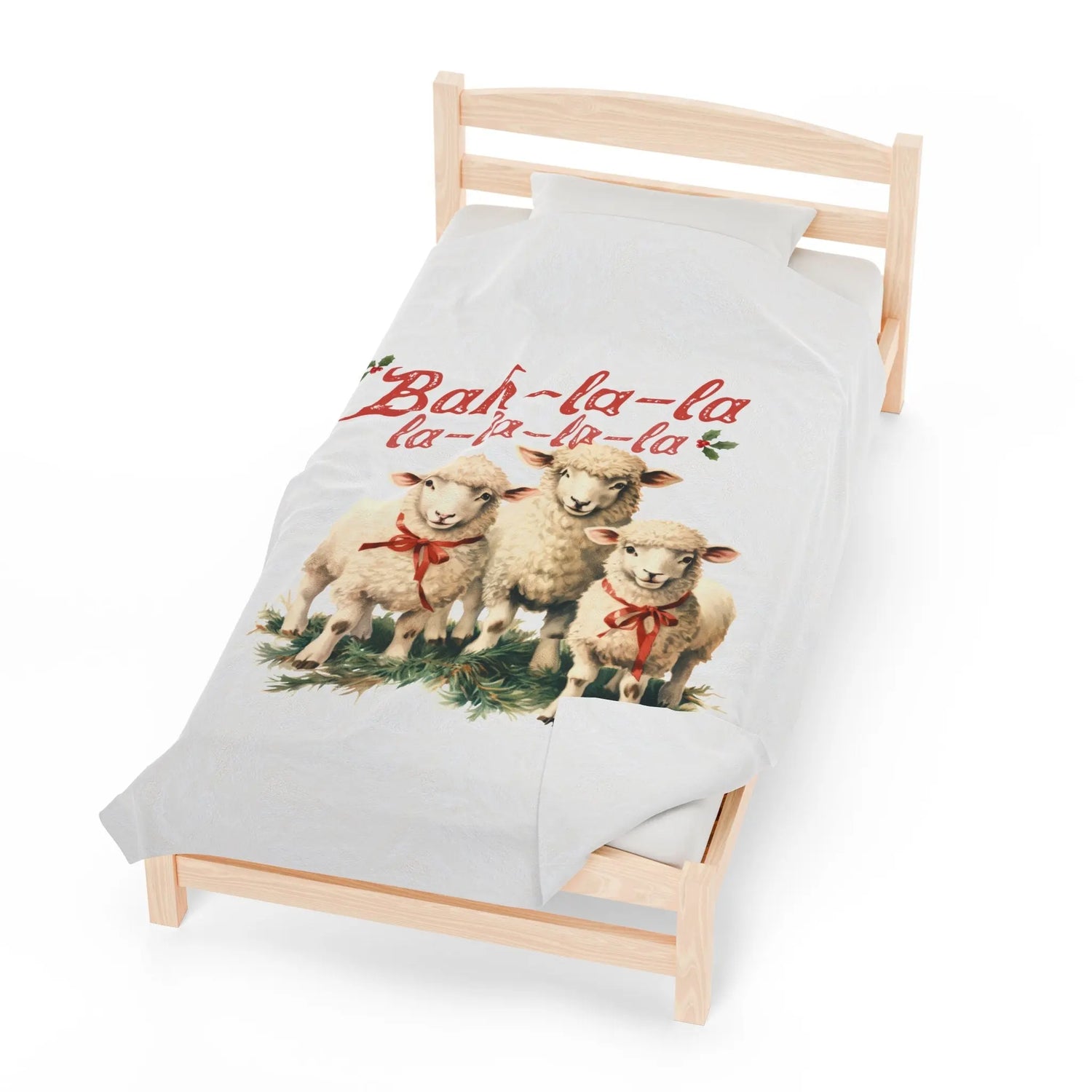 Velveteen Plush Blanket, Little Lamb farmhouse country style winter comfy soft cuddle bedroom couch pool room festive holiday throw gift The Aurora Touch