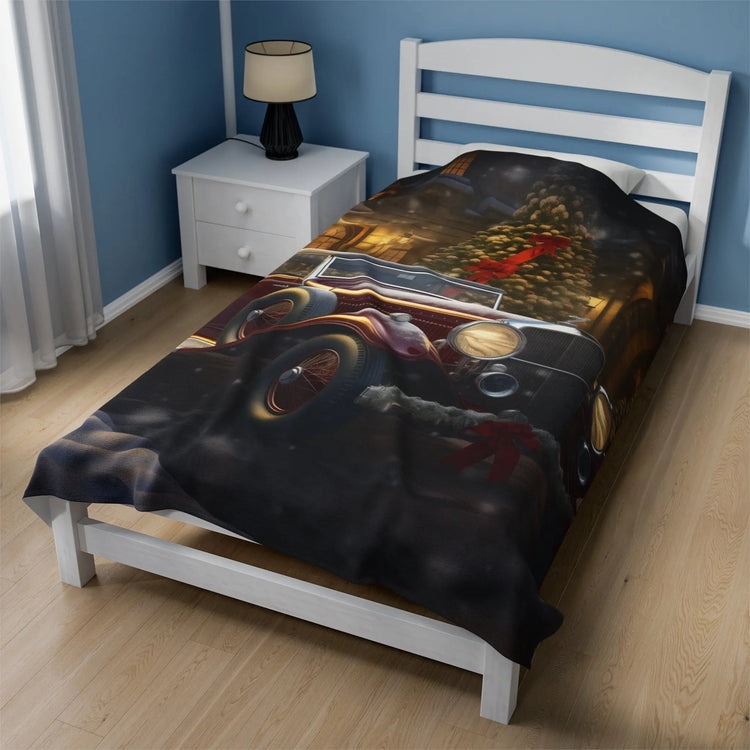 Velveteen Plush Blanket, Classic Rolls Royce Portrait, Fancy Fleece Blankets, Holiday Design Blankets, Xmas Bed Covers, Xmas Couch Decor The Aurora Touch