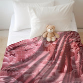 Christmas Gingerbread Man Velveteen Plush Blanket, Pink Bedspread, Soft Fleece Throw, Child Bed Cover, Holiday Gift Idea The Aurora Touch