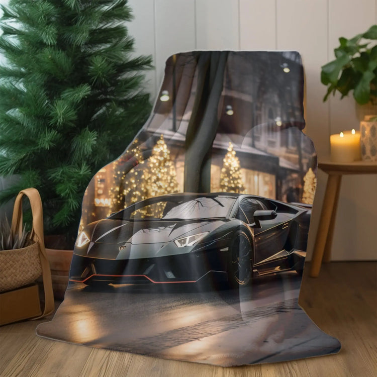 Velveteen Plush Blanket, Black Lamborghini warm soft fleece designer teen young college student dorm bedroom holiday bedspread blanket The Aurora Touch