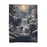 Velveteen Waterfall Plush Blanket designer soft cozy snowy winter warm portrait art holiday couch TV moment fuzzy throw The Aurora Touch