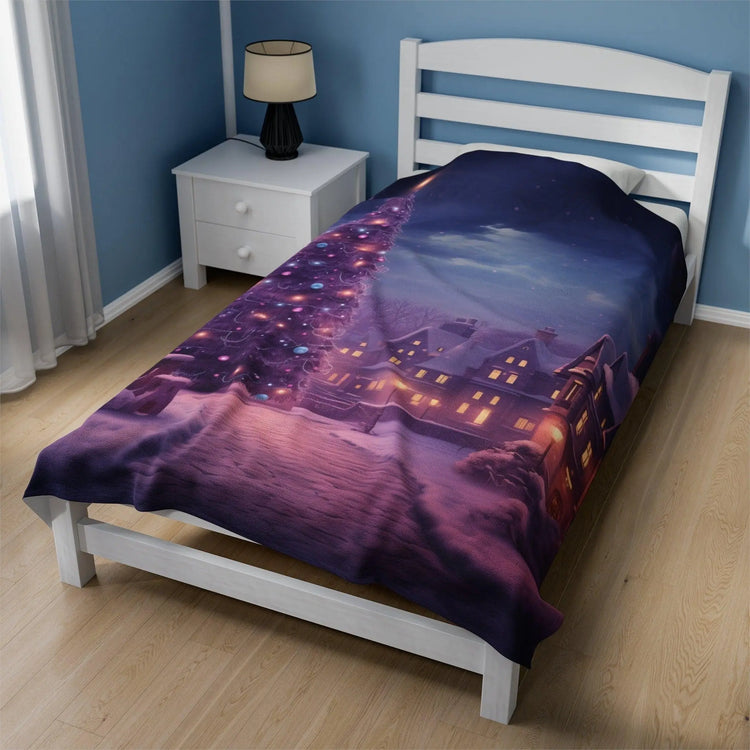 Luxurious Velveteen Plush Blanket - Cozy Purple Christmas Blanket Sale The Aurora Touch