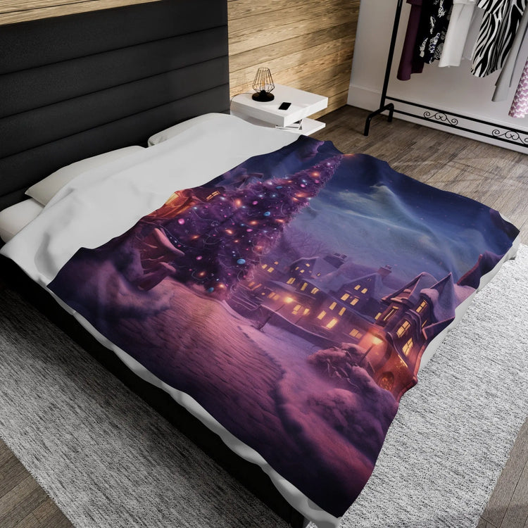 Luxurious Velveteen Plush Blanket - Cozy Purple Christmas Blanket Sale