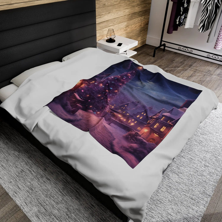 Luxurious Velveteen Plush Blanket - Cozy Purple Christmas Blanket Sale