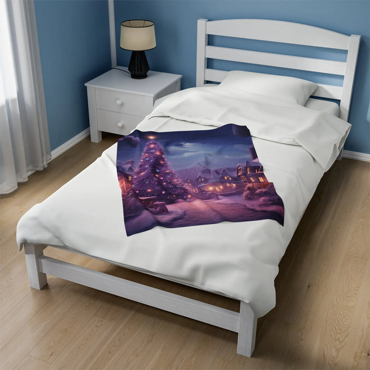 Luxurious Velveteen Plush Blanket - Cozy Purple Christmas Blanket Sale