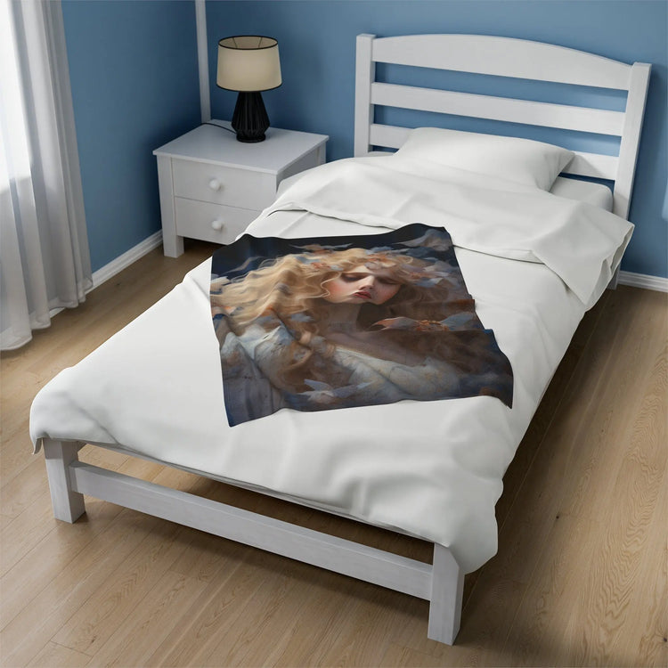 Angelic Velveteen Plush Blanket, Designer Throw, Modern Style, Soft Living Room Decor, Teen Gift