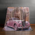 Velveteen Plush Blanket, Pretty in pink luxury classic car image living room bedroom couch fancy soft comfy throw quilt great for holiday The Aurora Touch