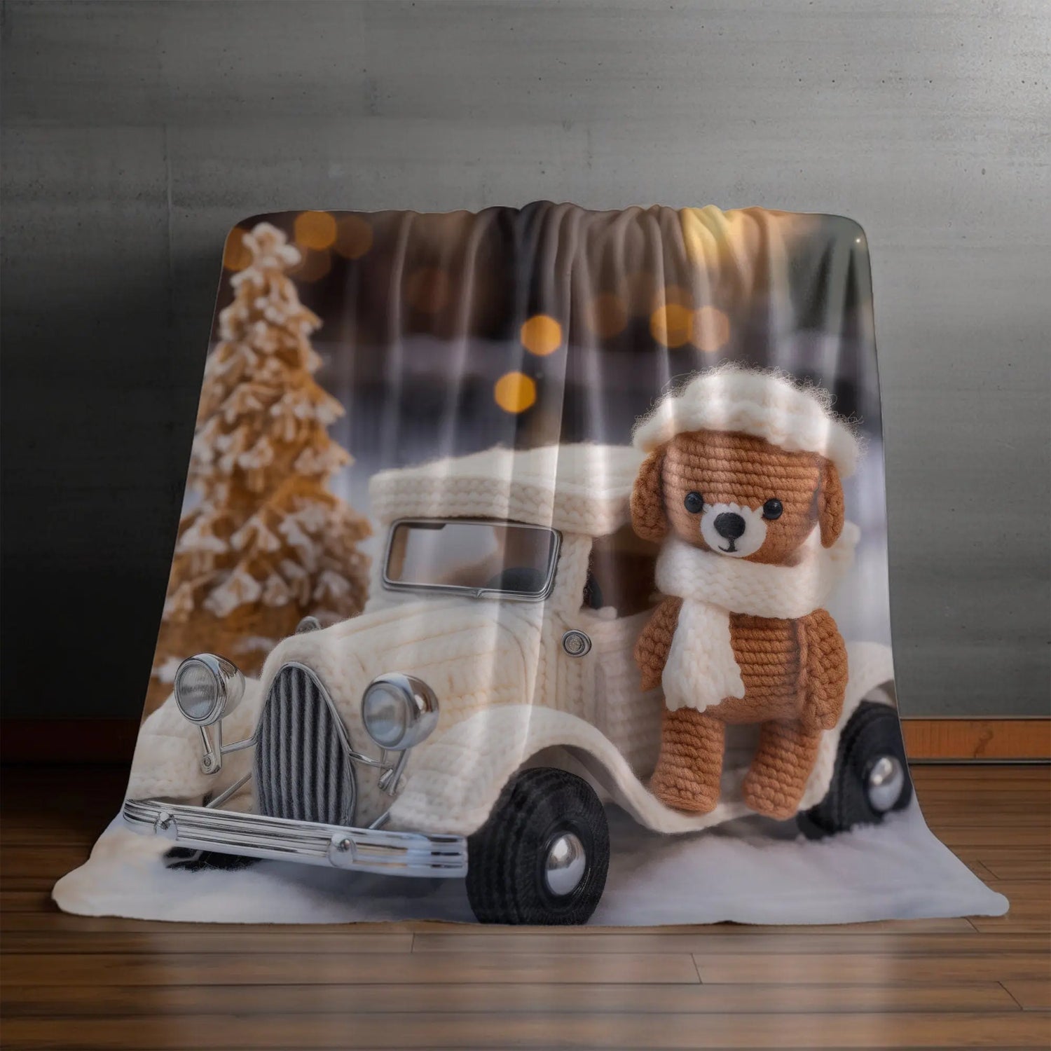 Velveteen Plush Blanket, Kid cozy soft Teddy Bear crochet child toddler bedroom warm soft adorable crib fleece Xmas holiday gift The Aurora Touch