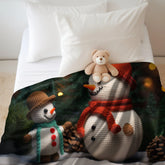 Velveteen Plush Blanket, Snowmen Blanket, Kids Room Blanket, Child Xmas Bed Cover, Soft Fleece Bed spread, Holiday Couch Throw The Aurora Touch