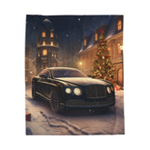 Velveteen Plush Blanket, black Bentley fancy luxury car designer snuggle fireplace couch guest room holiday throw blanket.
