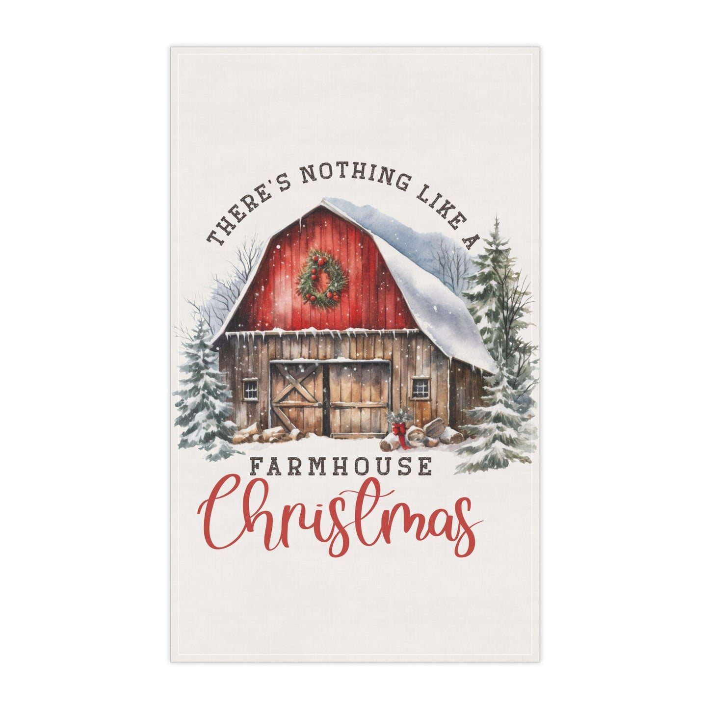 Farmhouse Xmas Tea Towel, Hand Towel, Cooking Towel, xmas gifts, Kitchen decor, Designer Tea Towel, Holiday Towel