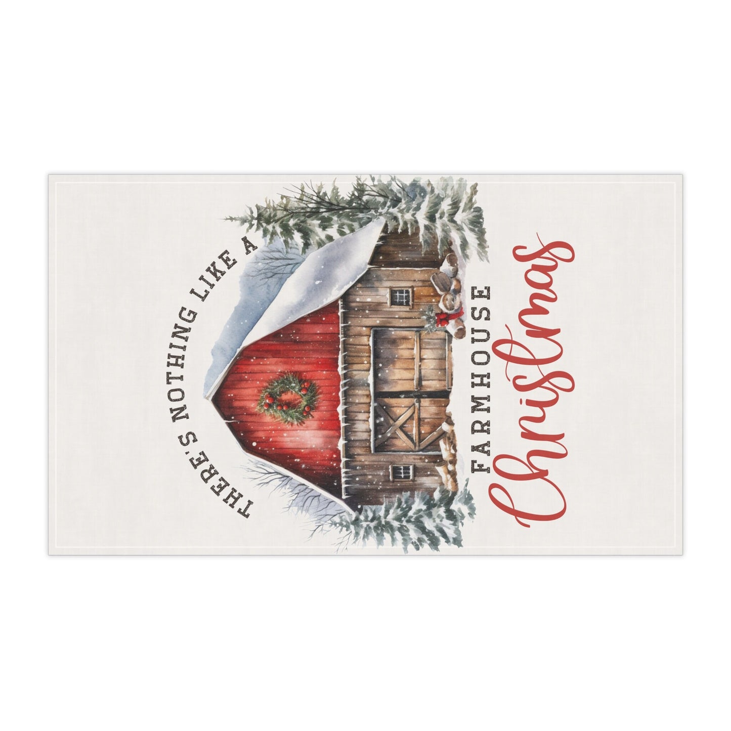 Farmhouse Xmas Tea Towel, Hand Towel, Cooking Towel, xmas gifts, Kitchen decor, Designer Tea Towel, Holiday Towel
