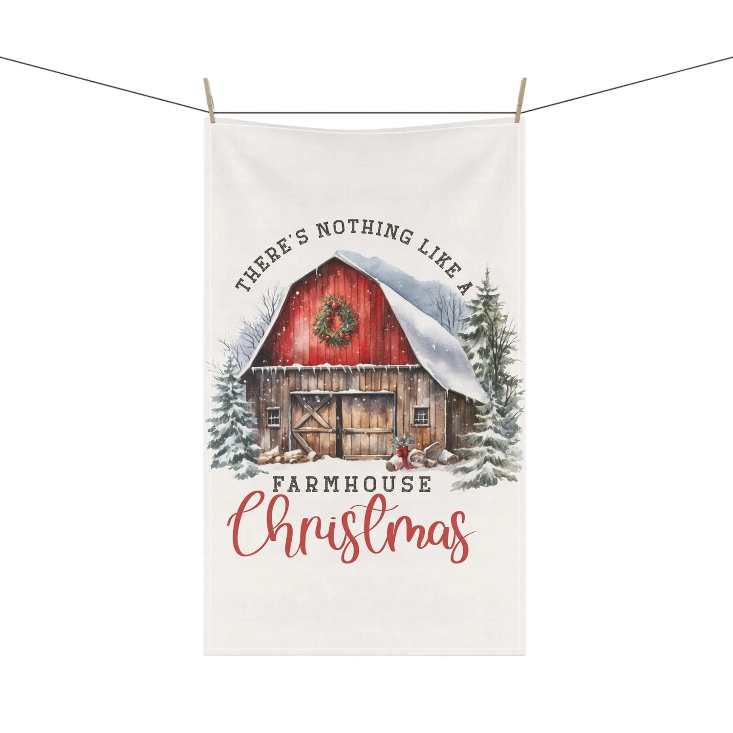 Farmhouse Xmas Tea Towel, Hand Towel, Cooking Towel, xmas gifts, Kitchen decor, Designer Tea Towel, Holiday Towel The Aurora Touch