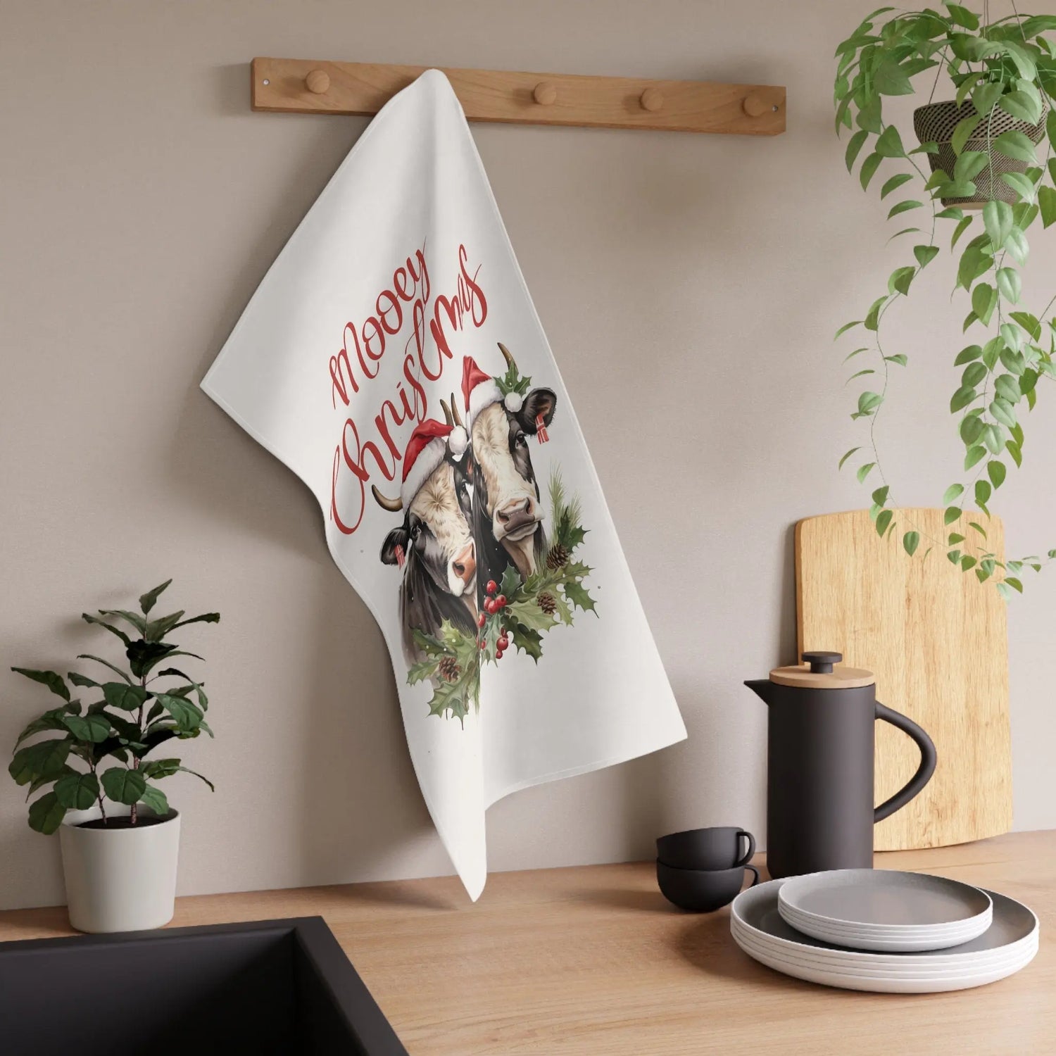 Farm Animal Holiday Tea Towels - Farmers Towel, Country Xmas Theme, Hand Towels, Holiday Decor, Cooking Towel