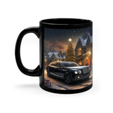 11oz Black Mug, Executive holiday luxury designer black Bentley ceo boss xmas scene stylish fancy mug The Aurora Touch