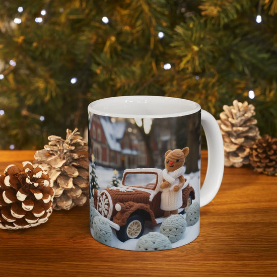Ceramic Mug 11oz,Gingerbread Crochet, Crochet designs, Xmas mugs, Holiday Novelty items, Holiday sale, great xmas gift, Office gifts The Aurora Touch