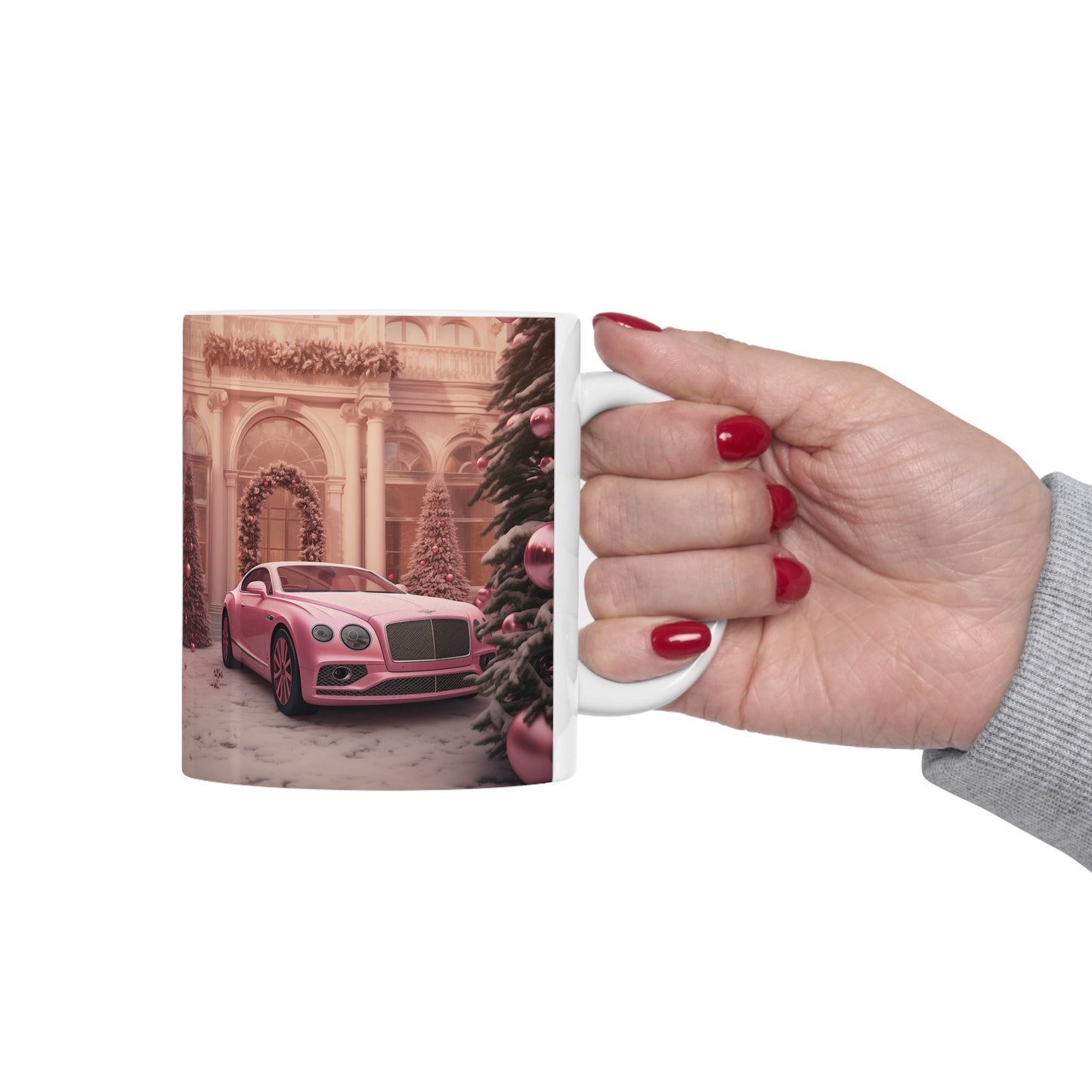 Ceramic Mug 11oz, Pink Bentley luxury boss executive holiday designer entrepreneur stylish mornine joe evening green tea classy decor mug