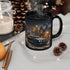 11oz Black Mug, Executive holiday luxury designer black Bentley ceo boss xmas scene stylish fancy mug The Aurora Touch