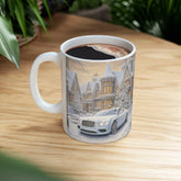 Ceramic Mug 11oz, Bentley luxury corporate holiday white Xmas theme sassy boss entrepreneur coffee beverage office fancy kitchen cup The Aurora Touch