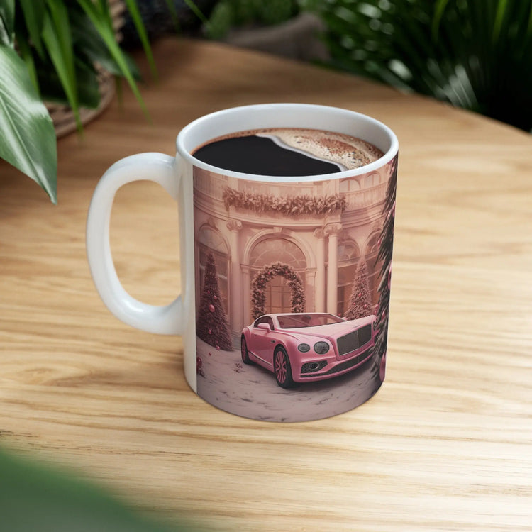 Ceramic Mug 11oz, Pink Bentley luxury boss executive holiday designer entrepreneur stylish mornine joe evening green tea classy decor mug The Aurora Touch