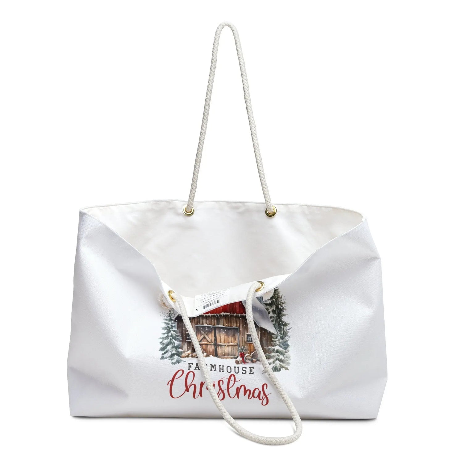 Farm House Xmas Weekender Bag - Large Tote, Personal Holiday, Country Style, Carry on, Oversized, Farmhouse Tote The Aurora Touch