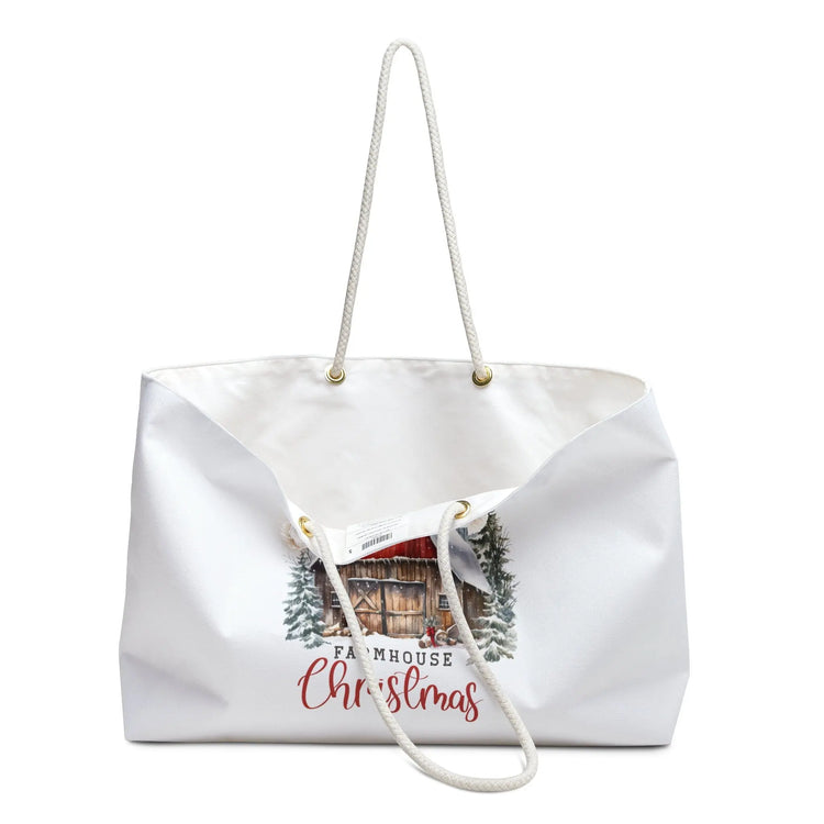 Farm House Xmas Weekender Bag - Large Tote, Personal Holiday, Country Style, Carry on, Oversized, Farmhouse Tote The Aurora Touch