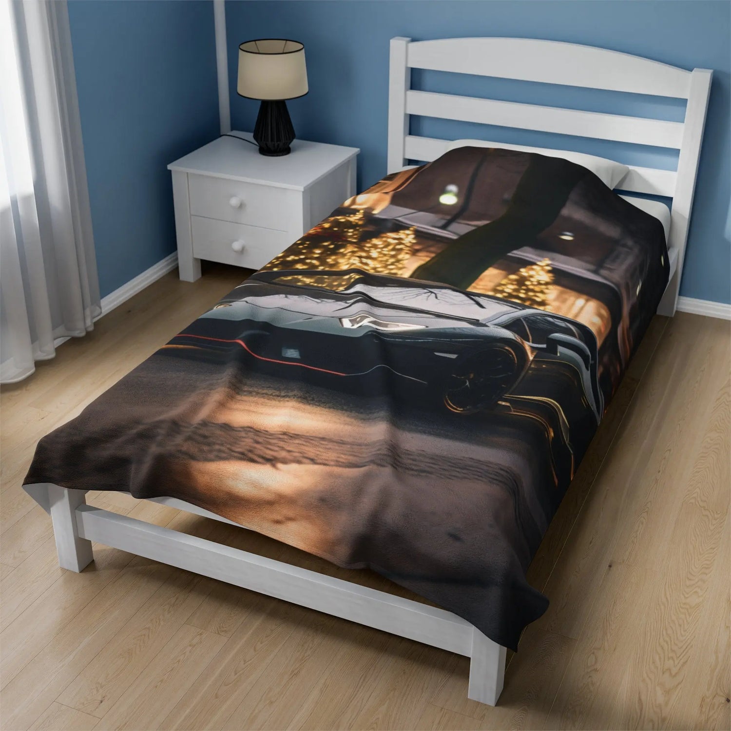 Velveteen Plush Blanket, Black Lamborghini warm soft fleece designer teen young college student dorm bedroom holiday bedspread blanket The Aurora Touch