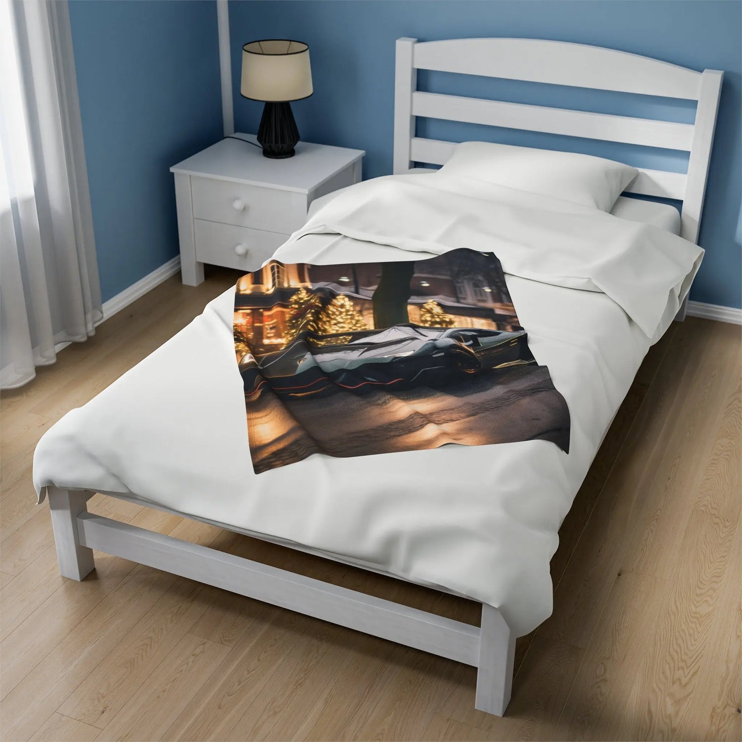 Velveteen Plush Blanket, Black Lamborghini warm soft fleece designer teen young college student dorm bedroom holiday bedspread blanket