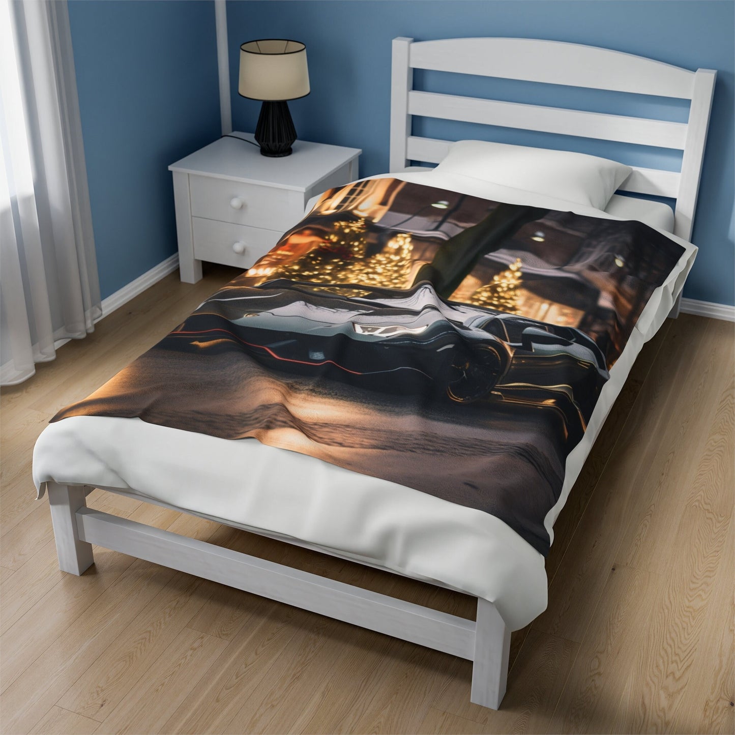 Velveteen Plush Blanket, Black Lamborghini warm soft fleece designer teen young college student dorm bedroom holiday bedspread blanket