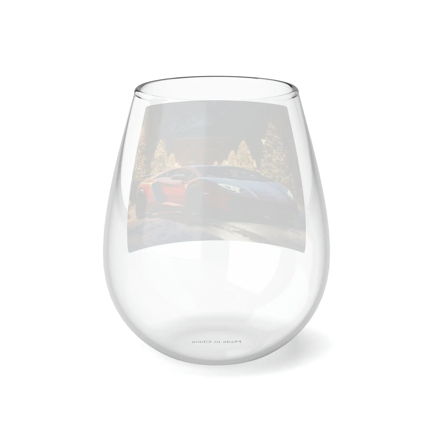 Stemless Wine Glass, 11.75oz, Luxury Car portrait, fancy wine glass, Holiday wine glass, Party Wine glass, Corporate gift, Fancy Xmas gift The Aurora Touch