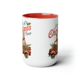 Two-Tone Coffee Mugs 15oz | Holiday & Office Mugs | Perfect Xmas Gifts | Novelty Farmhouse Kitchen Mugs | Country Holiday Coffee Cup The Aurora Touch