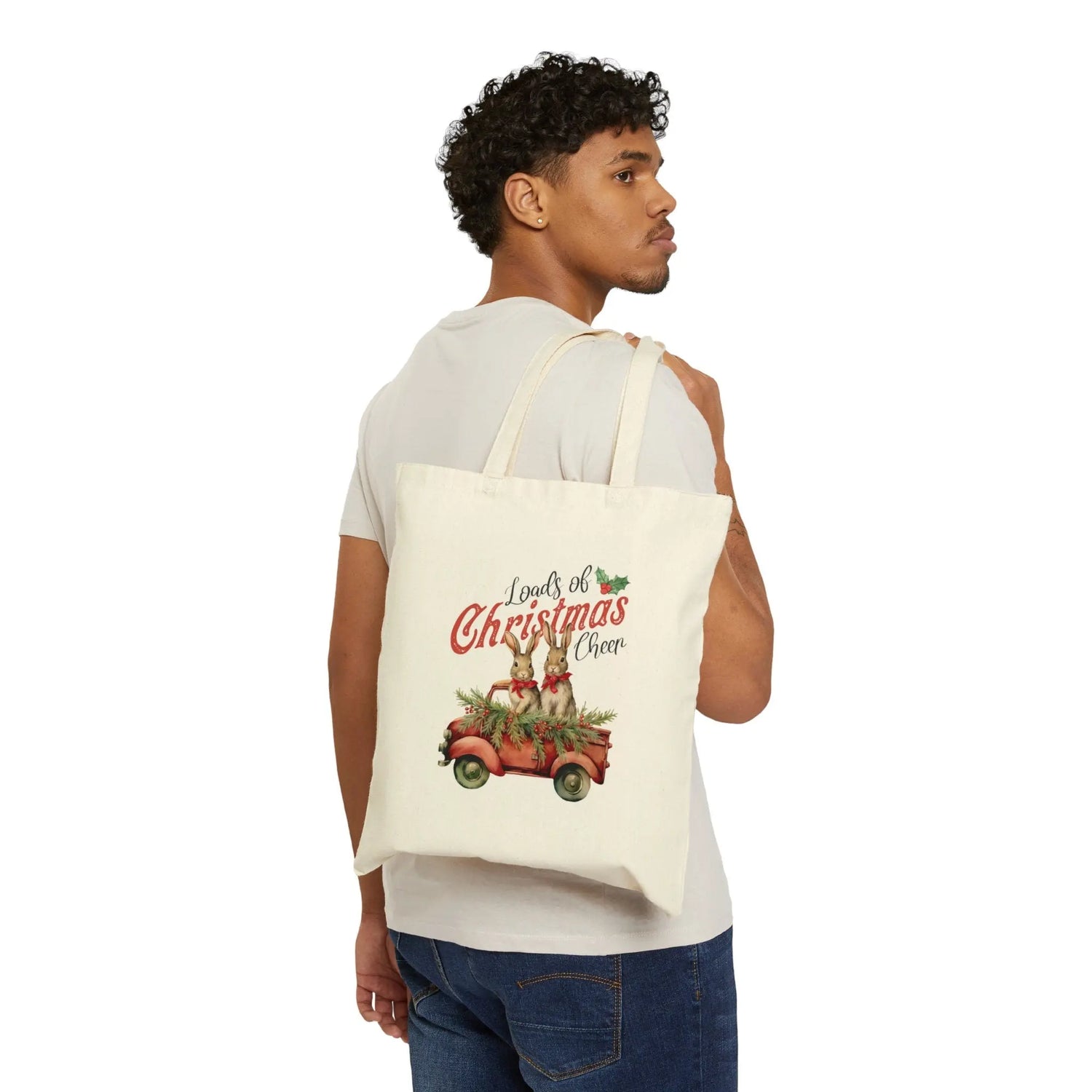 Cotton Canvas Tote Bag, Holiday Bag, Holiday Gift Bag, Everday Tote, Designer Tote, Animal Print Designs, Country Xmas, Farmhouse Decore The Aurora Touch