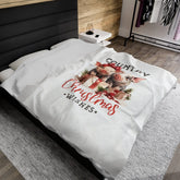 Velveteen Plush Blanket, Country Xmas Farm House Decor Fleece Warm Animal Print Throw, Cozy Winter Holiday Gift, Home Living Room Bedding The Aurora Touch