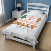 Velveteen Plush Blanket, Holiday vibes cozy white chritsmas light colors novelty winter bed covering throw The Aurora Touch