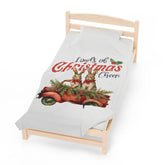 Velveteen Plush Blanket, Country Xmas farm house style decor warm holiday bunny design couch bed chair fireplace winter throw The Aurora Touch