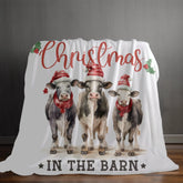 Velveteen Plush Blanket, Cow Designs, Farm Style Blanket, White Xmas Blanket, Winter Warm Bed Covers, Decorative Throws, Holiday Sale The Aurora Touch