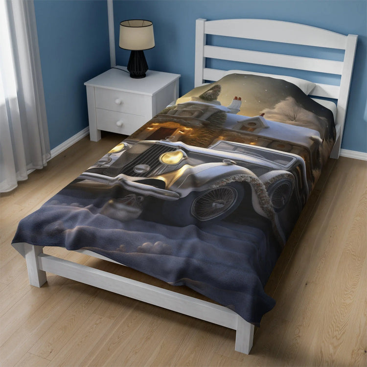 Velveteen Plush Blanket, Classic Car Design luxury stylish designer xmas holiday soft bedroom TV room fleece couch chair throw The Aurora Touch