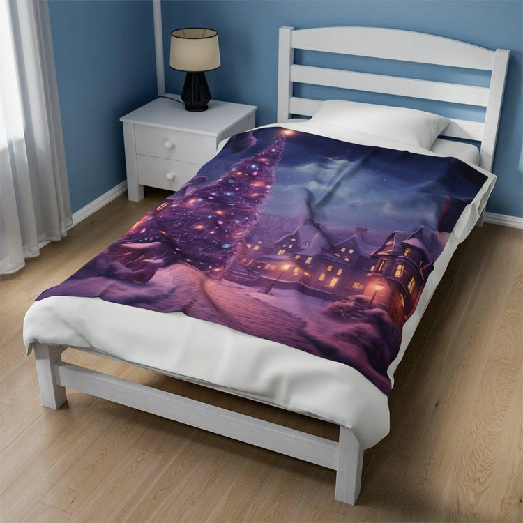 Luxurious Velveteen Plush Blanket - Cozy Purple Christmas Blanket Sale The Aurora Touch