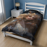 Angelic Velveteen Plush Blanket, Designer Throw, Modern Style, Soft Living Room Decor, Teen Gift The Aurora Touch