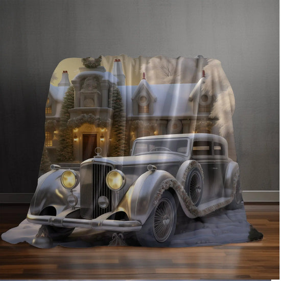 Velveteen Plush Blanket, Classic Car Design luxury stylish designer xmas holiday soft bedroom TV room fleece couch chair throw The Aurora Touch