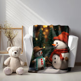 Velveteen Plush Blanket, Snowmen Blanket, Kids Room Blanket, Child Xmas Bed Cover, Soft Fleece Bed spread, Holiday Couch Throw The Aurora Touch