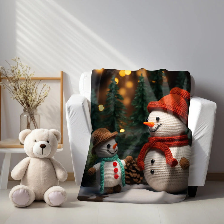 Velveteen Plush Blanket, Snowmen Blanket, Kids Room Blanket, Child Xmas Bed Cover, Soft Fleece Bed spread, Holiday Couch Throw The Aurora Touch