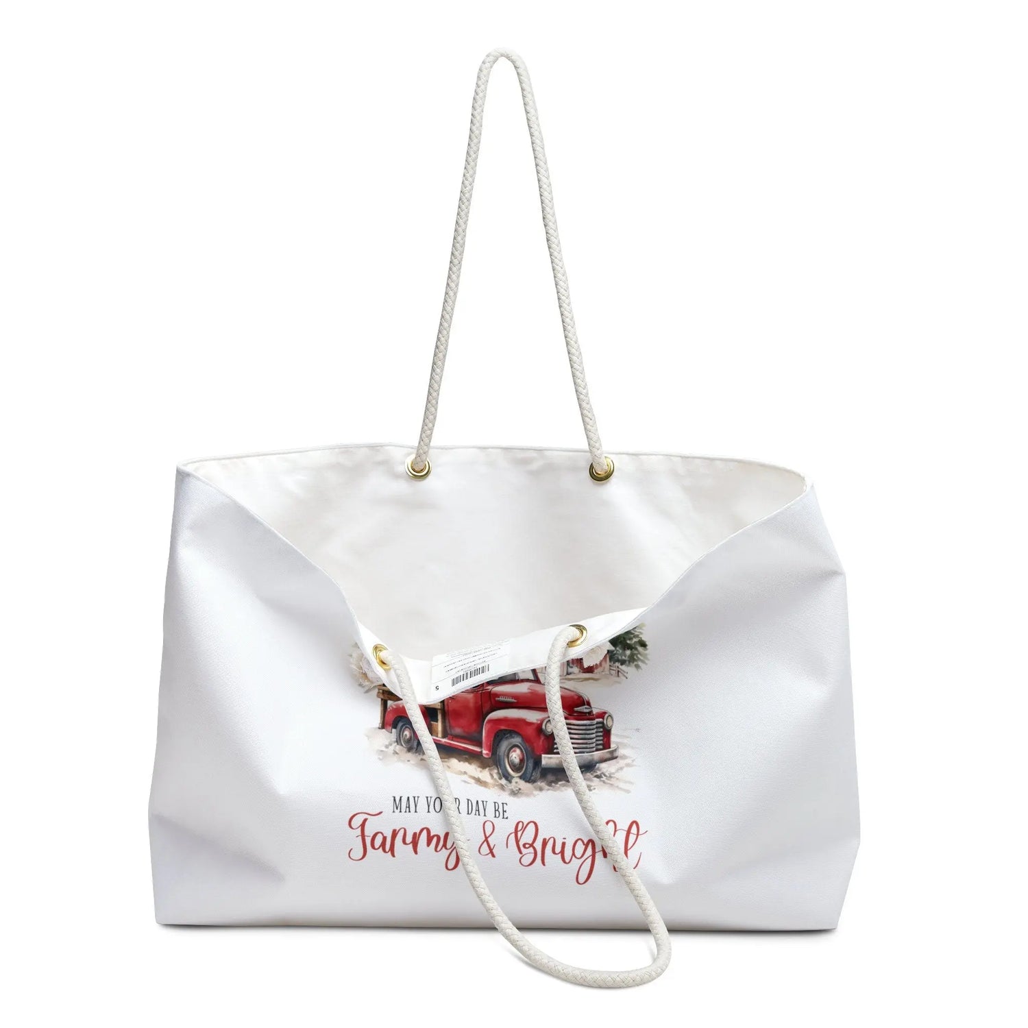 Weekender Bag, Holiday Weekend Bag, Carry On Travel Bag, Oversized Xmas Tote, Personal Item Bag, large White Tote, Xmas Novelty Tote The Aurora Touch