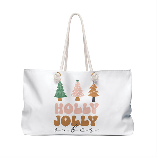 Winter Holiday Weekender Bag - Oversized Personal Tote for Xmas Travel, Large Carryall Teacher Bag, Student Book Bag