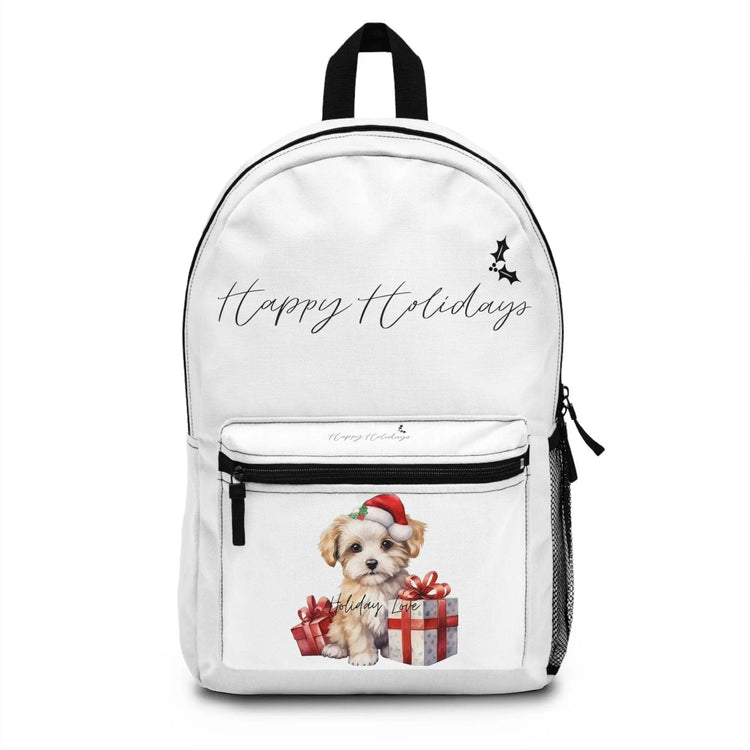 Holiday Puppy Design Backpack – Back to School, Teen & College Student Bag, Holiday Gift for Kids, Cute Christmas Puppy Bag, School Backpack The Aurora Touch