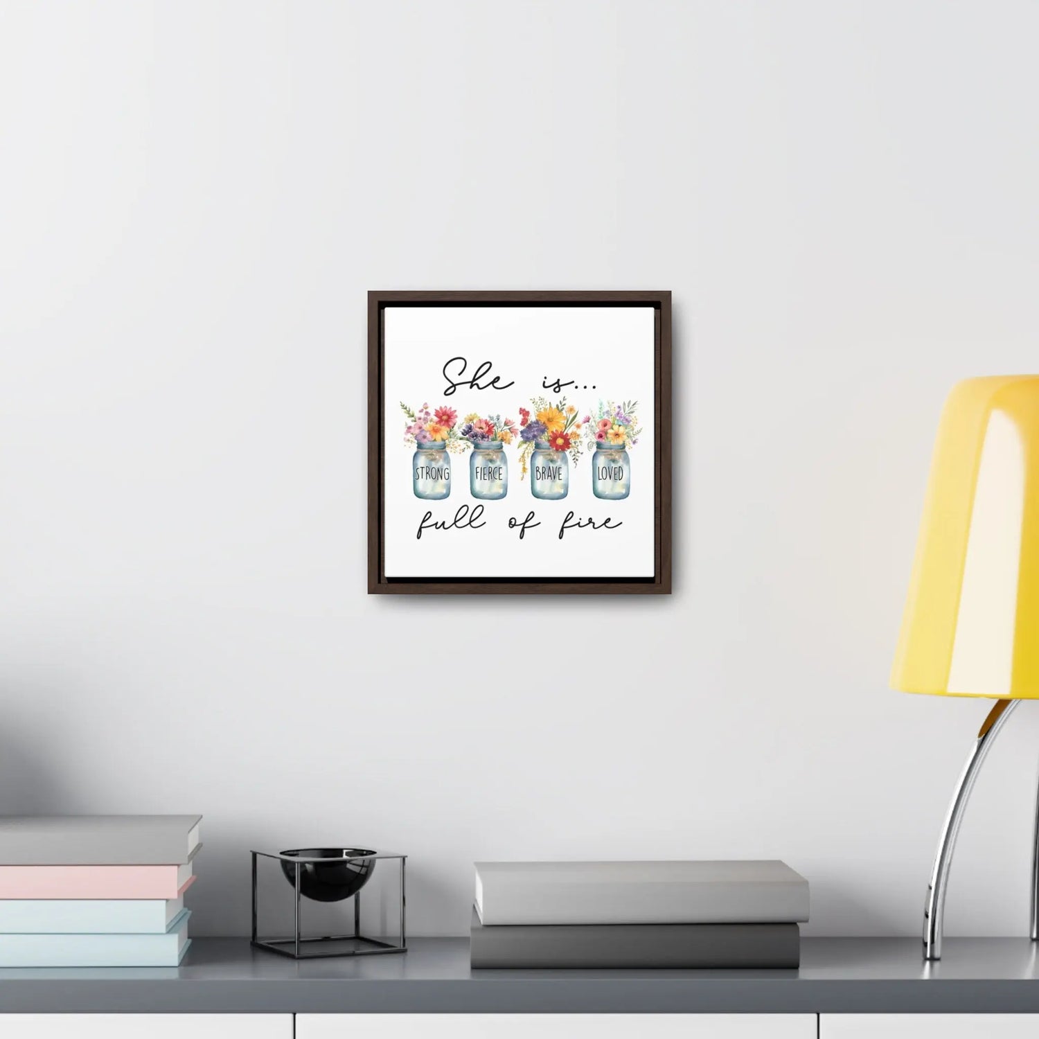 Gallery Canvas Wraps, Inspirational women empowerment floral simplicity wall colorful high quality square art canvas gift for her design